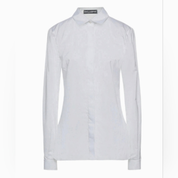 Dolce & Gabbana Tops - Dolce & Gabbana White Cotton Collared Long Sleeves Shirt Top